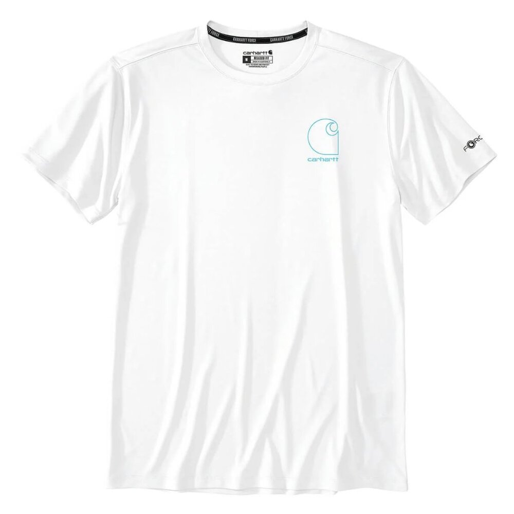 Carhartt Men's Force Sun Defender White Short Sleeve Logo Lightweight Medium NWT